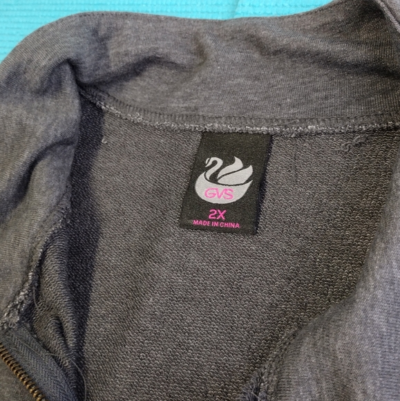 Gloria Vanderbilt Women's Studded Sweatshirt Jacket Full Zip Gray 2X - Picture 9 of 13